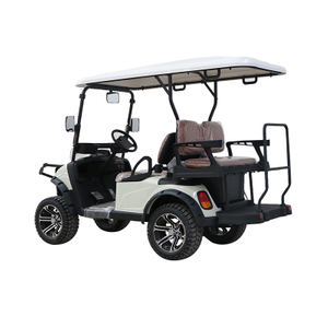 Carrinho de golfe personalizado, carrinho de golfe levantado de 4 lugares, sistema elétrico de freio de quatro discos, suspensão independente, carrinho de caça